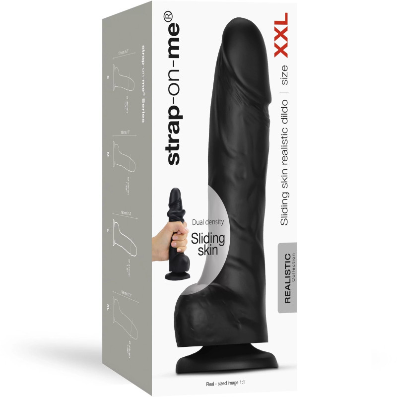 Pele deslizante Dildo Preto Realista - Xxl